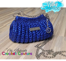 Load image into Gallery viewer, Crochet Couture Metallic barrel bag