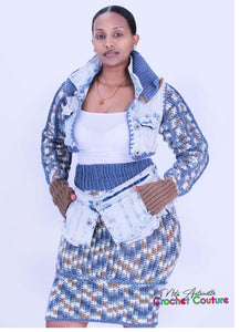 Denim skirt / crop jacket (set)