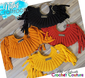 Crochet couture fringe purse