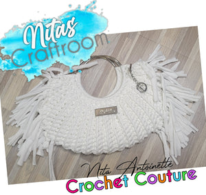 Crochet couture fringe purse