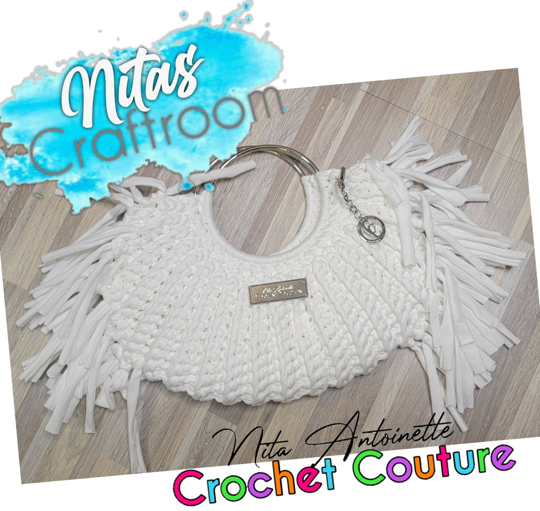 Crochet couture fringe purse