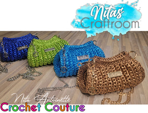 Crochet Couture Metallic barrel bag