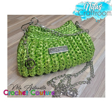 Load image into Gallery viewer, Crochet Couture Metallic barrel bag
