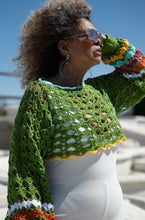 Load image into Gallery viewer, Crochet Couture high/low mesh top

