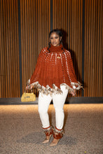 Load image into Gallery viewer, Poncho with feather trim w/Matching legwarmers.
