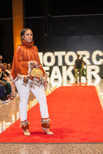 Load image into Gallery viewer, Poncho with feather trim w/Matching legwarmers.
