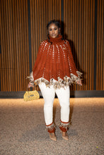 Load image into Gallery viewer, Poncho with feather trim w/Matching legwarmers.
