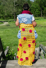 Load image into Gallery viewer, Crochet Couture Denim/mesh Cardigan (w/flower accents)
