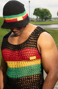 Rasta mens mesh tank/bucket hat (Set) ❤️💛💚🖤