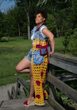 Load image into Gallery viewer, Crochet Couture Denim/mesh Cardigan (w/flower accents)
