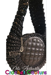 Crochet Couture Faux Leather ribbed purse
