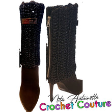 Load image into Gallery viewer, Crochet coutute Faux leather boot covers
