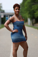 Load image into Gallery viewer, Crochet Denim Mini Dress
